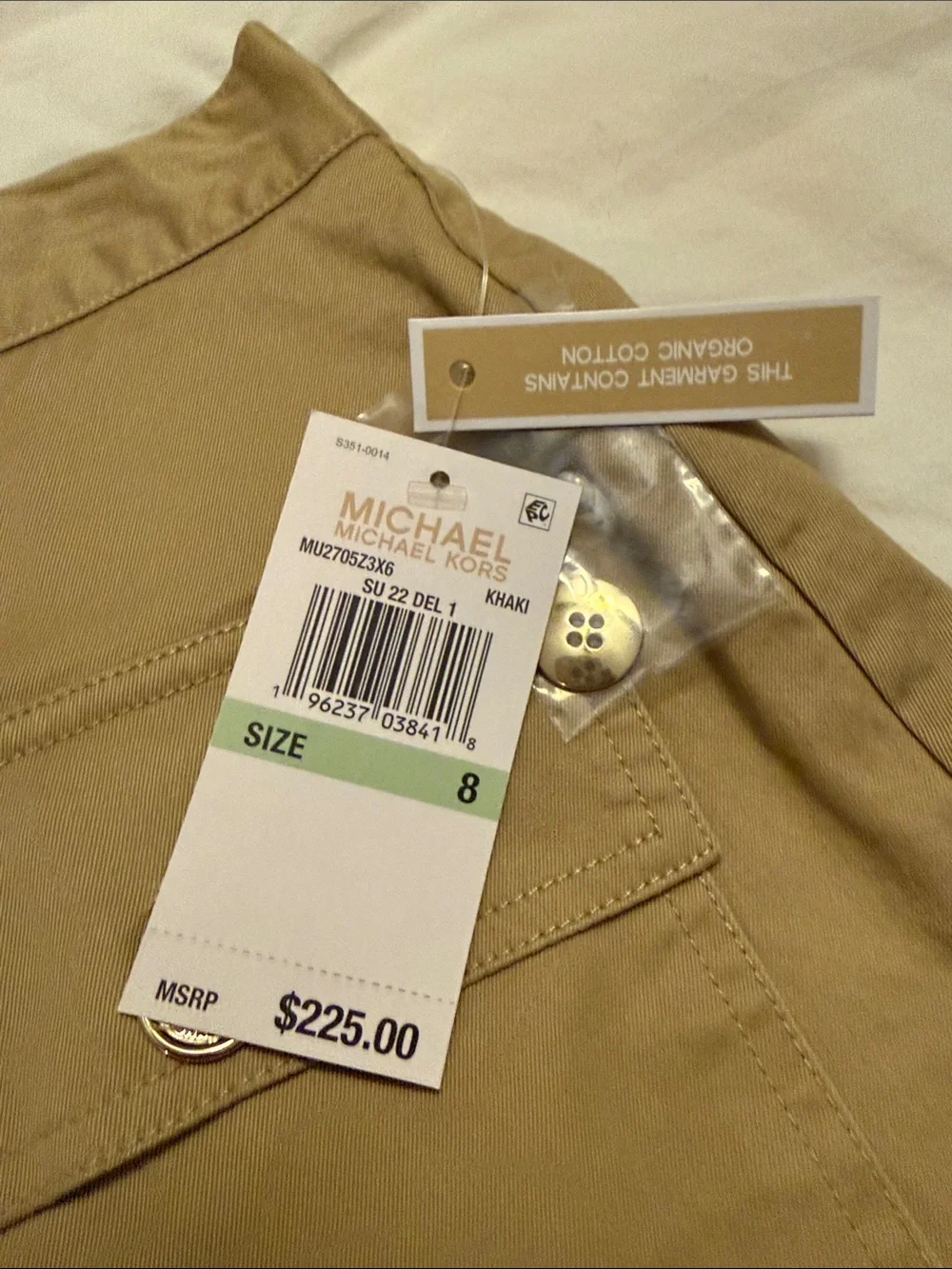 Michael Kors Tan Button-Front Mini Skirt with Grommet Waist